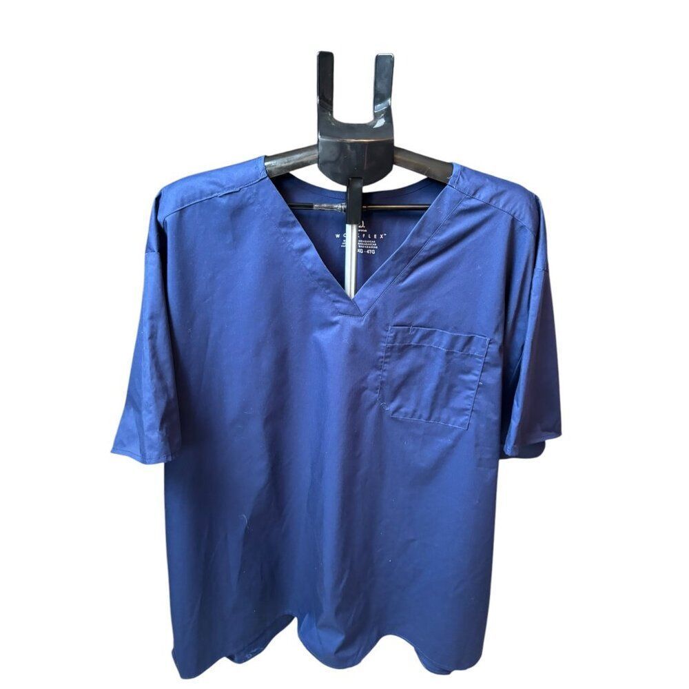 WnderWink Workflex Workwear Mens V-Neck Scrub Top Navy Blue Size 2XL